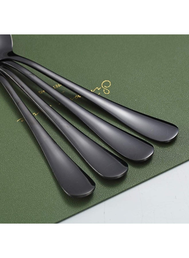 4-Piece Black Titanium-Plated Serving Spoon Set - Stainless Steel Serving Utensils with Slotted & Solid Spoons - Image 2